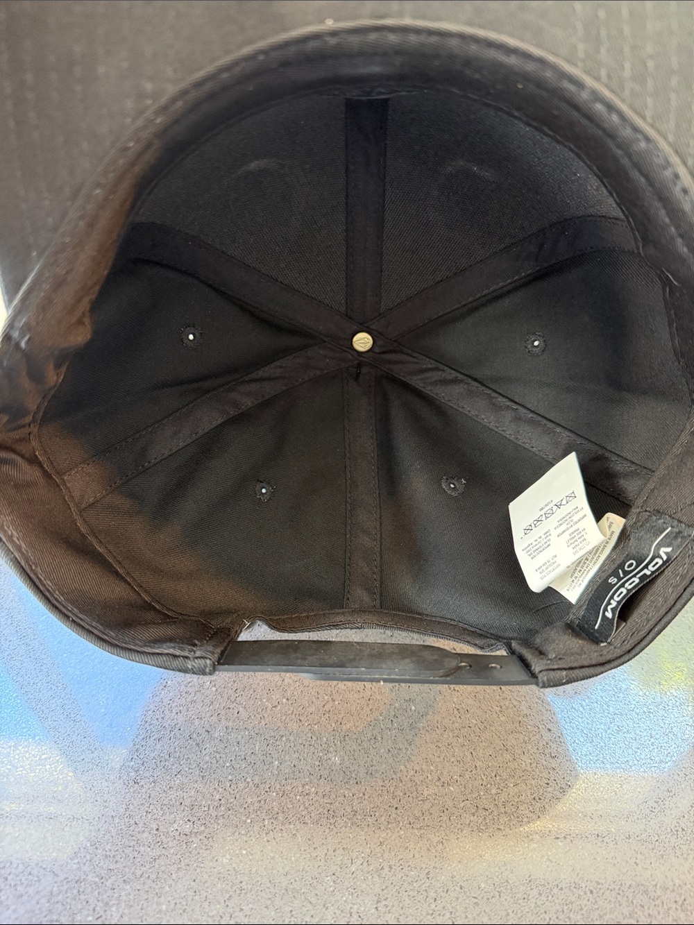 Volcom Black Snapback Hat with Yellow Logo Patch - Picture 3 of 4